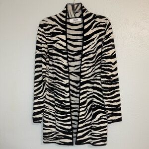 Jones Studio S Black and White Zebra Cardigan  with Black Trim
